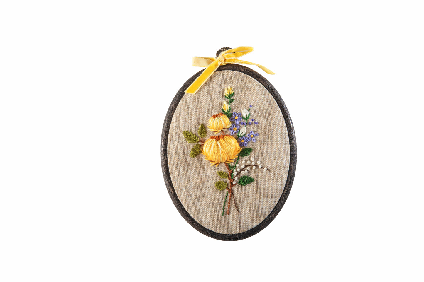Red Ribbon's Embroidered Golden Harvest Floral Hoop
