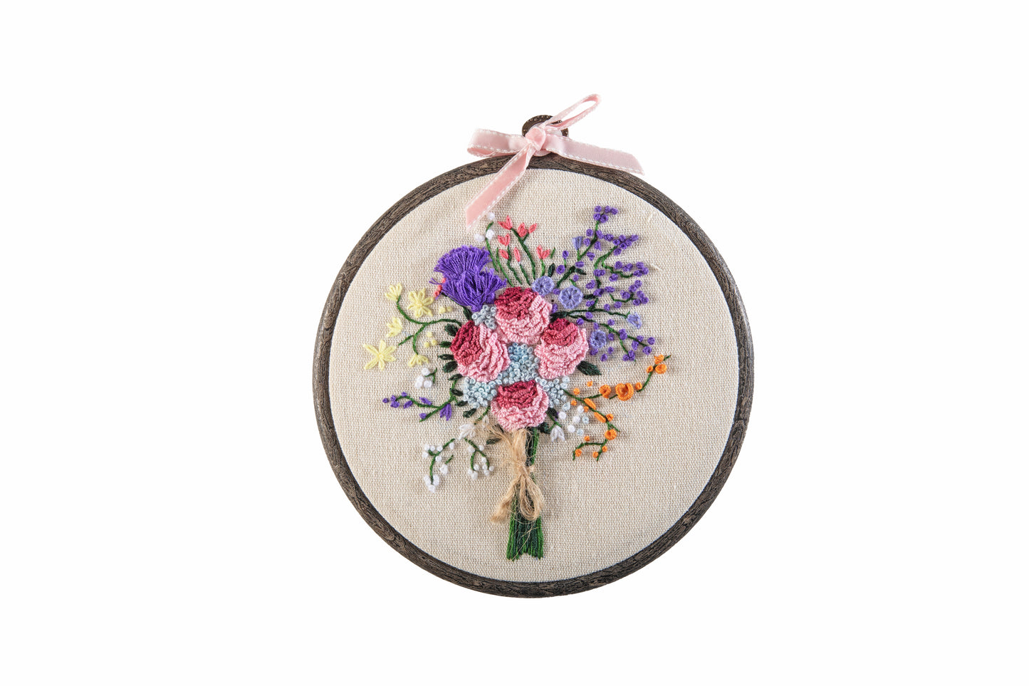 Red Ribbon's Embroidered Peony Grace Floral Hoop