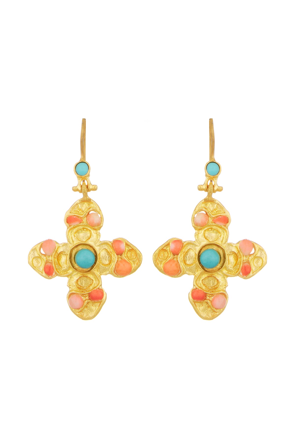 Xandra Coral and Turquoise Earrings