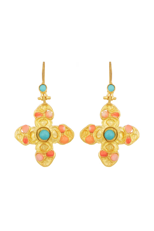 Xandra Coral and Turquoise Earrings